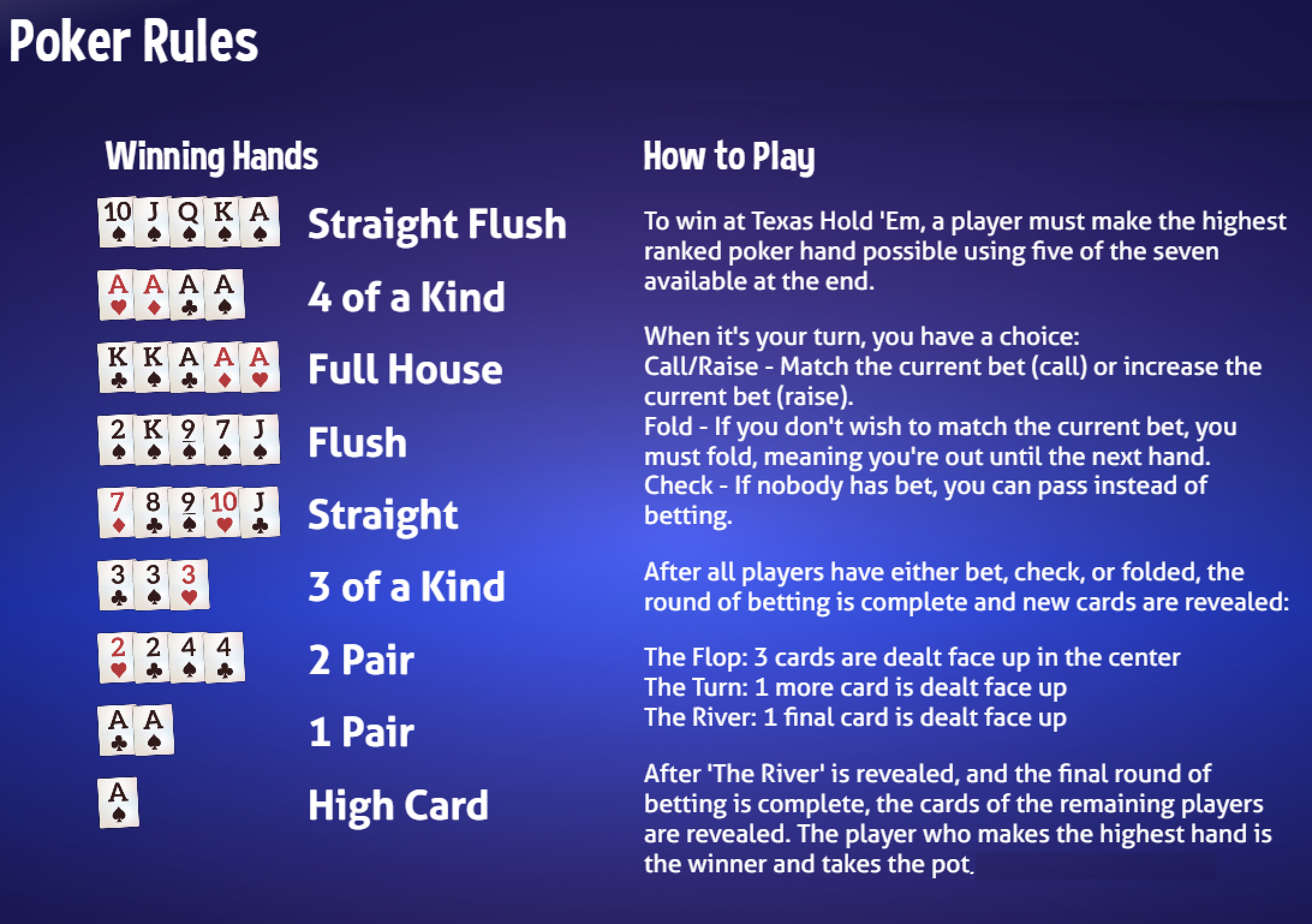 Texas Hold 'em Rules - How to play Texas Hold 'em